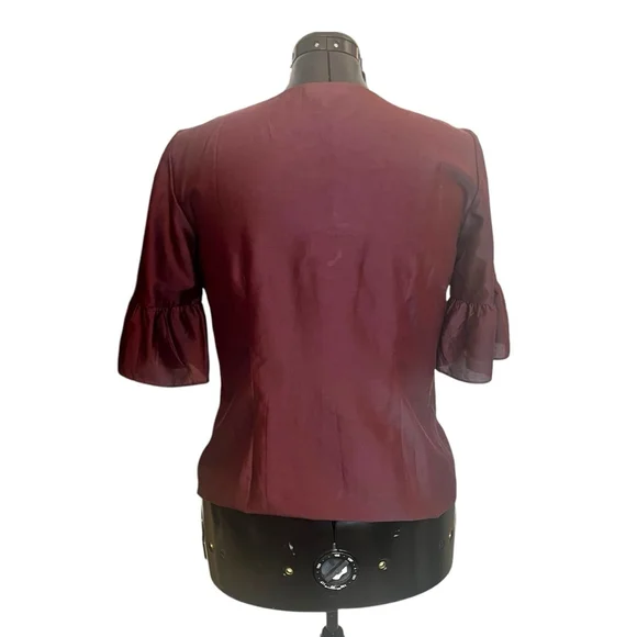 Women's Talbots RSVP Embellished Silk Blend Blouse Top, Burgundy, L - Picture 11 of 15